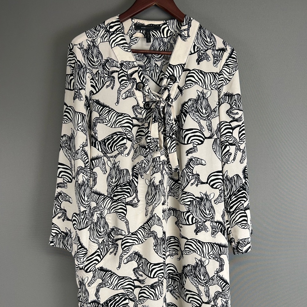 BCBGMaxAzria Black and White Zebra Print Dress